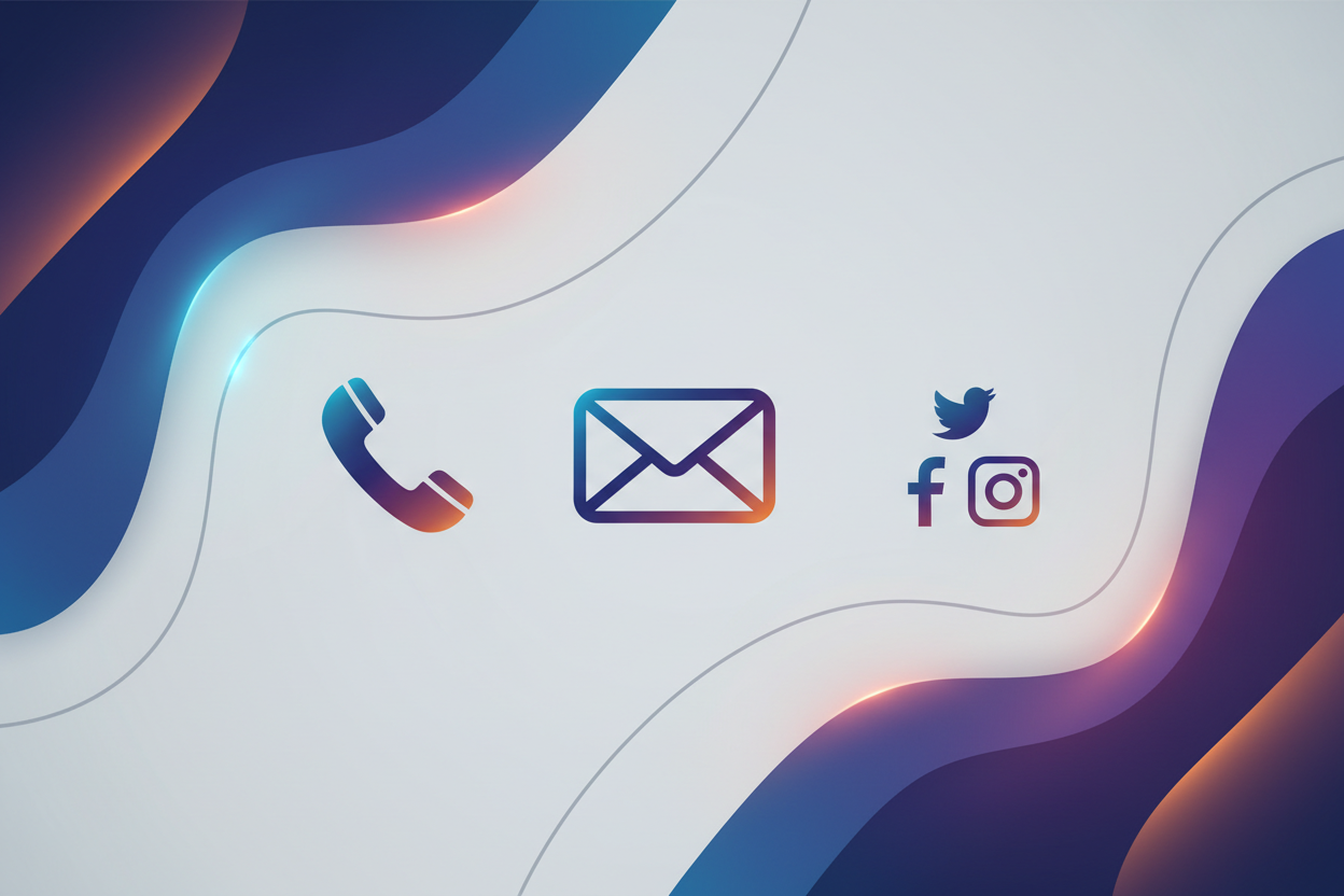 maybe a phone symbol, email symbol and socials symbols